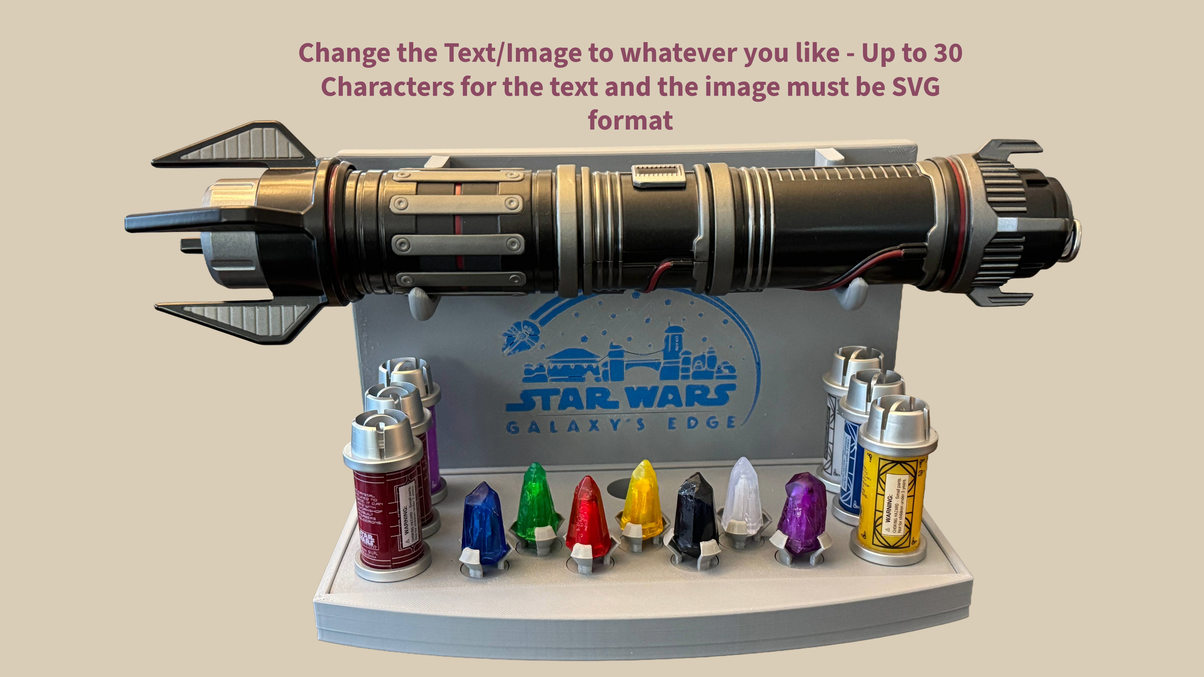 Deluxe Lightsaber Display, Wall or Desktop, with Kyber Crystal display