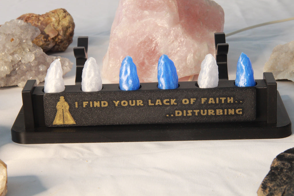 Lightsaber Display Stand with Kyber Crystal Holders and LED lighting