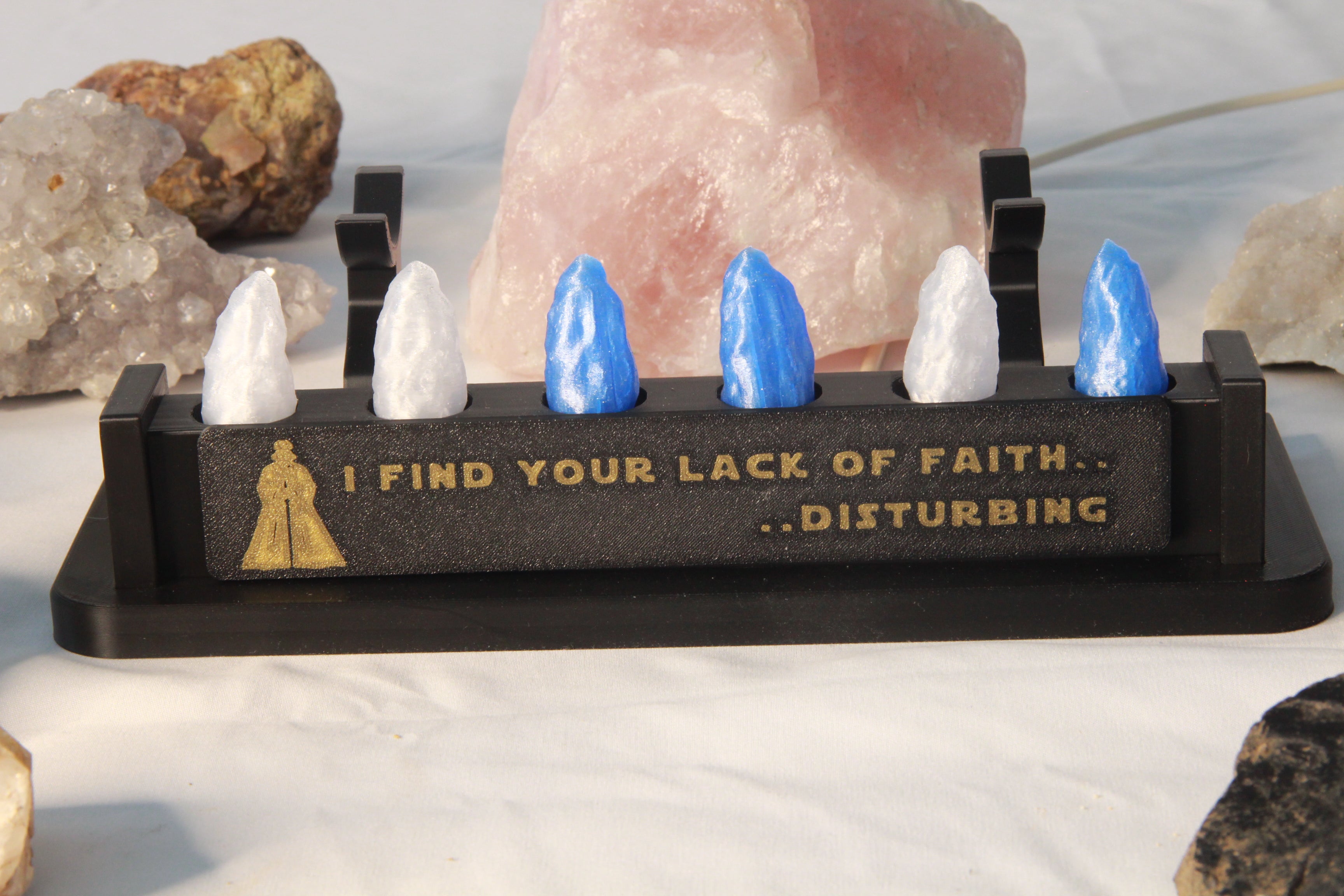 Lightsaber Display Stand with Kyber Crystal Holders and LED lighting