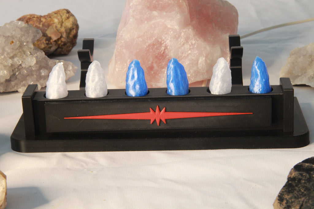 Lightsaber Display Stand with Kyber Crystal Holders and LED lighting