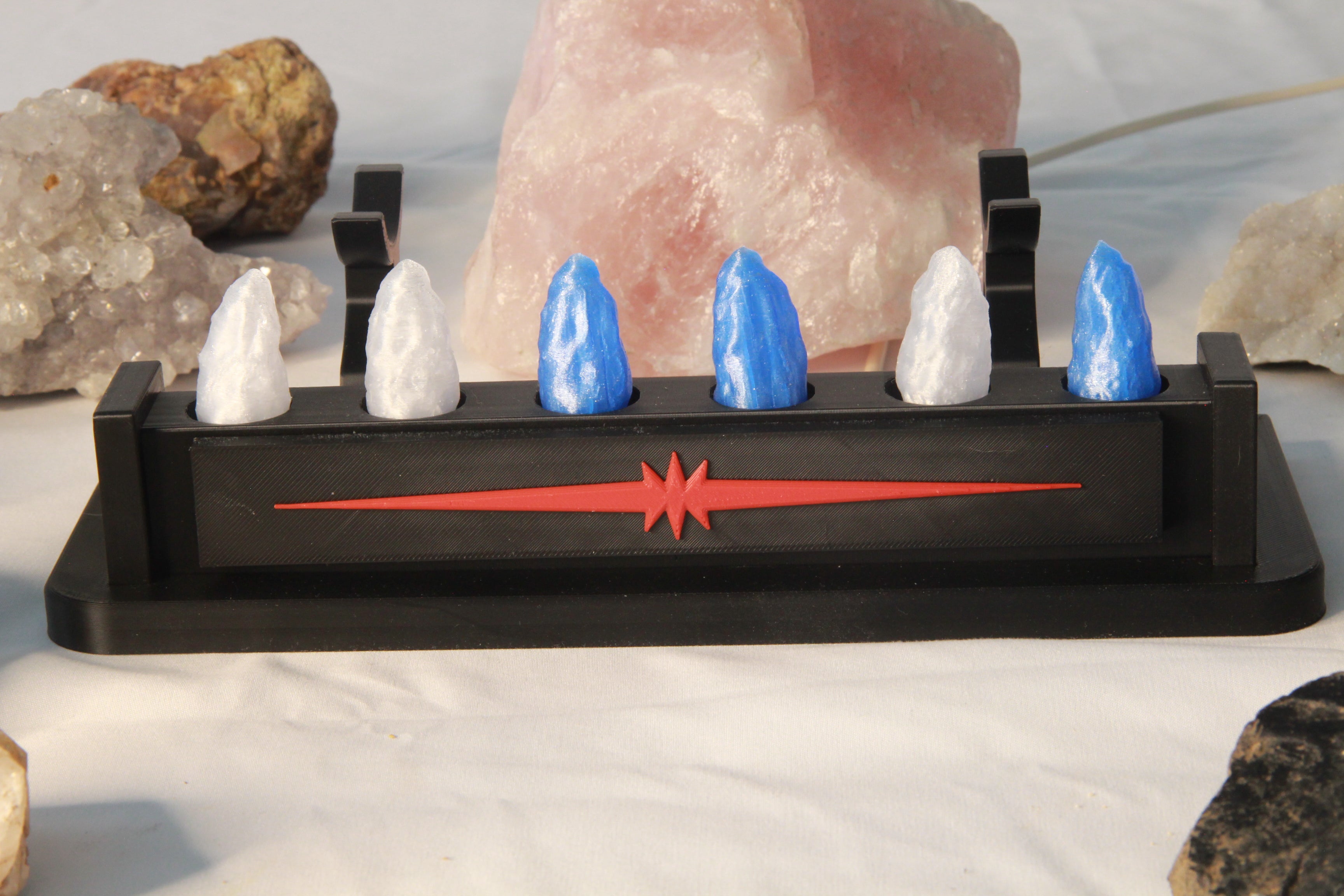 Lightsaber Display Stand with Kyber Crystal Holders and LED lighting